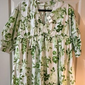 Anthropologie Green Tiered Sundress with V-Neck